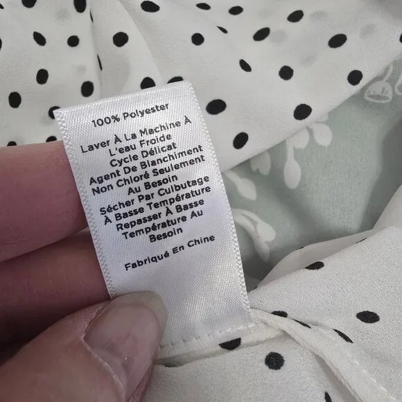 Talbots Women's 2x White Black Polka Dot Blouse Flowy Business Professional - Picture 7 of 9